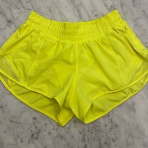 Highlight Yellow Lululemon Hotty Hot Shorts